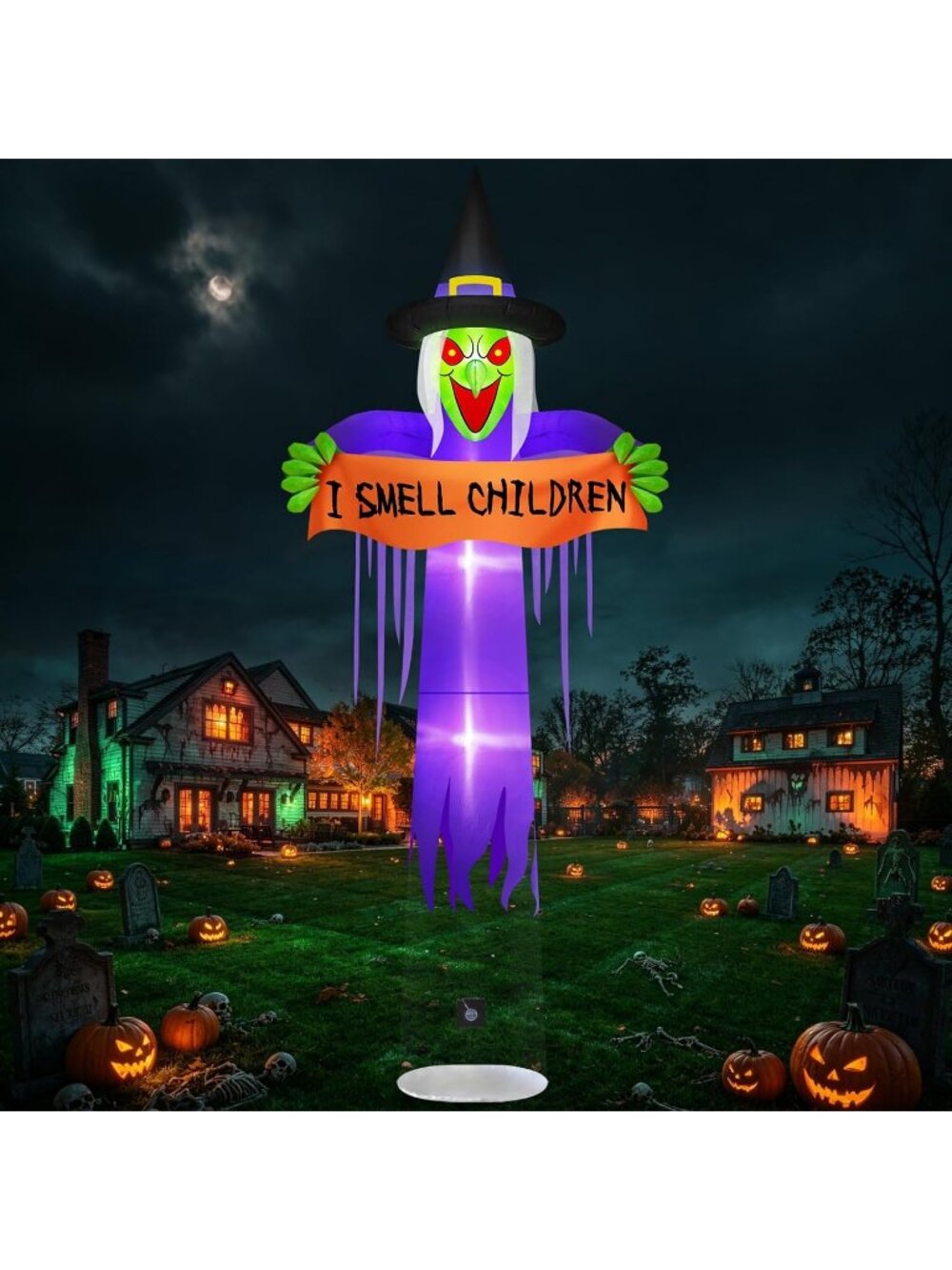 🎃12 FT Halloween Inflatables Levitating Witch Built-in LED Light Outside Deco
